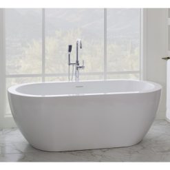 67" Free Standing Acrylic Soaking Tub with Center Drain - Drain included