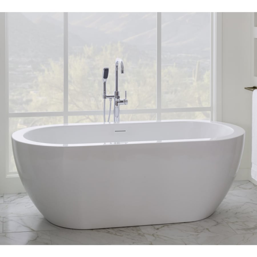 67" Free Standing Acrylic Soaking Tub with Center Drain - Drain included